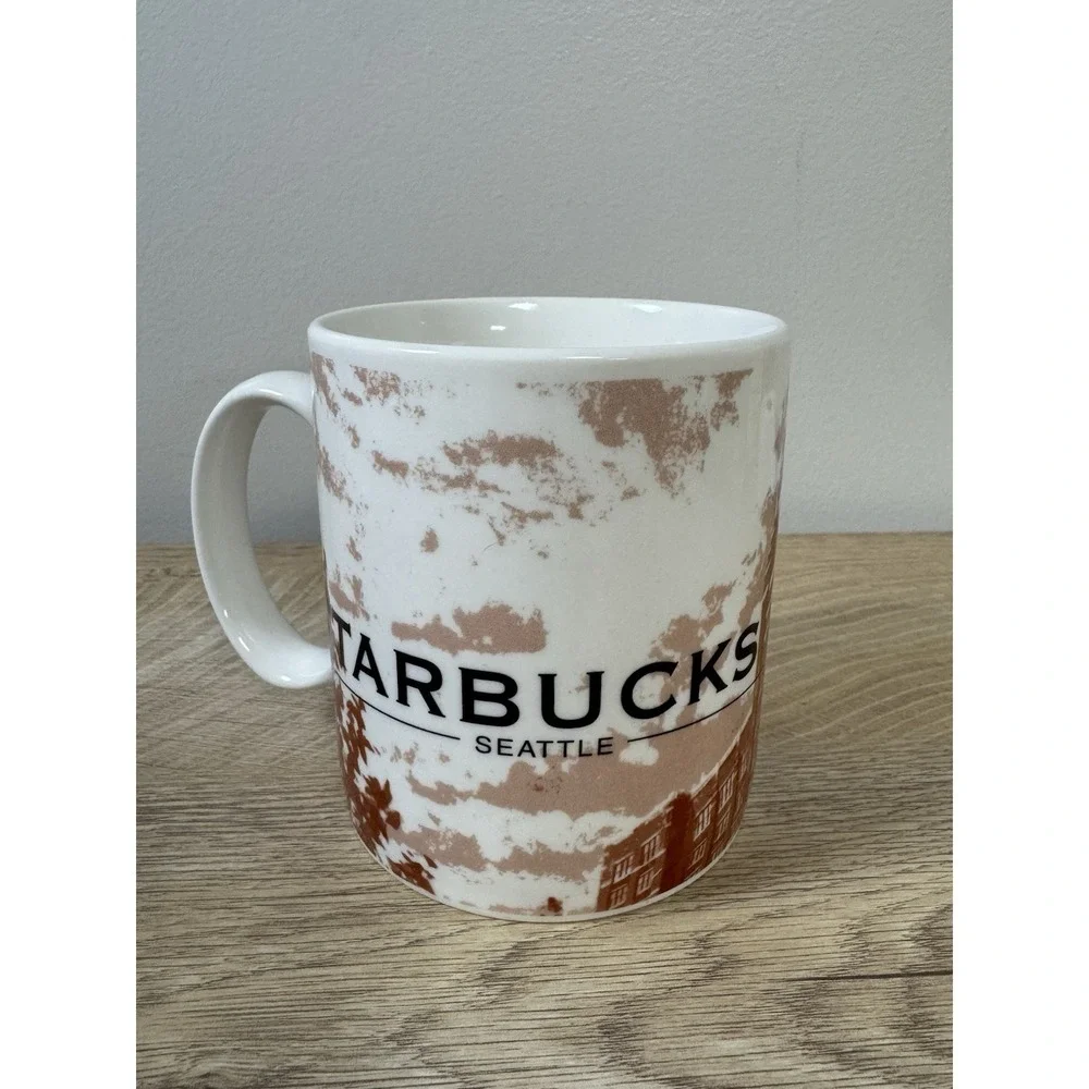 Starbucks Coffee Mug Cityscape  Seattle 2002 Barista cup Pour Your Heart Into It